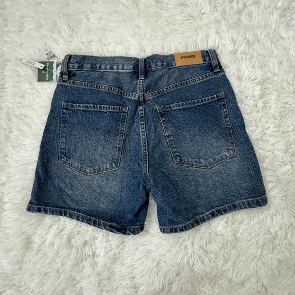 NWT RSQ Womens High Rise Midi Shorts Dark Wash Size 26 - Picture 10 of 10